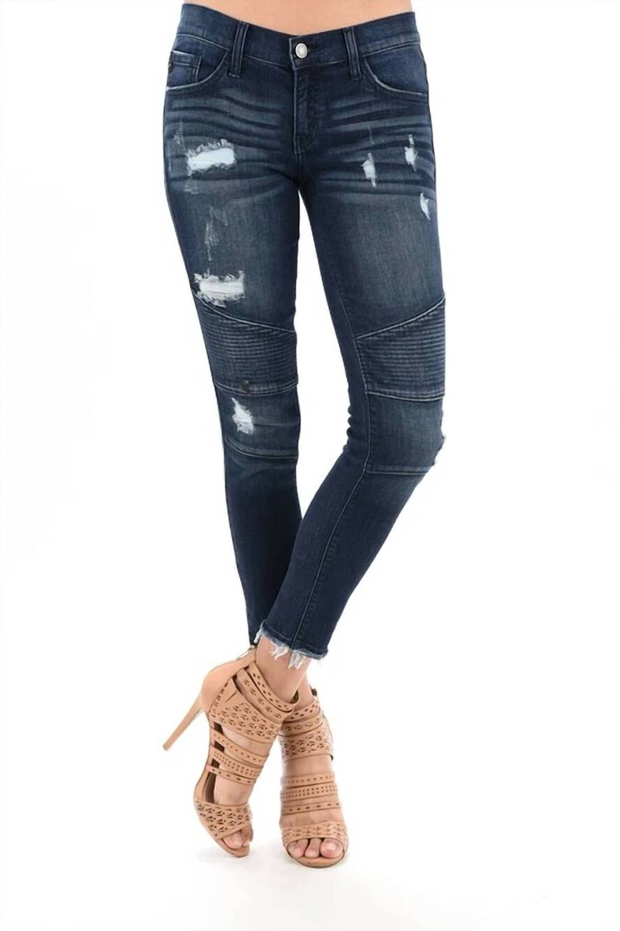 NEW KANCAN chloe low rise motto ankle skinny jeans in blue